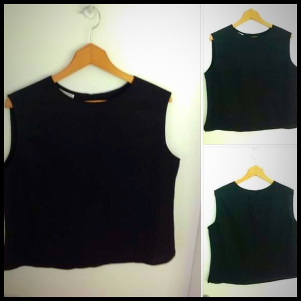 3/$25 FOLIO PETITES 16P BLACK LINEN TOP